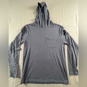 Edgartown Men’s Long Sleeve Hooded T-Shirt Blue Whale Pocket Small